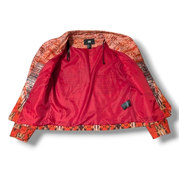 NEW* H&M Blazer Jacket Red Size 6 Aztec Ikat Print - Bohemian, Festival Fashion - Picture 4 of 9